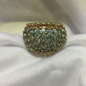 925 sterling silver/14k blue topaz ring